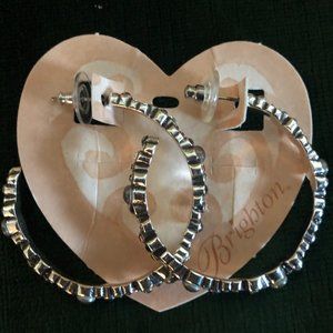 Brighton Crystal/Pearl Medium Hoop Earrings